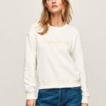 žene bijela džemper s otisnutim logotipom Pepe Jeans JZ8H286
