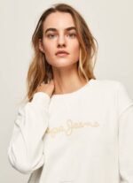 žene bijela džemper s otisnutim logotipom Pepe Jeans JZ8H286 - Slika 3