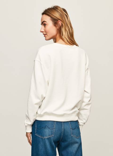 žene bijela džemper s otisnutim logotipom Pepe Jeans JZ8H286 - Slika 4