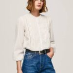 žene bijela izvezena pamučna bluza dobby Pepe Jeans JZ8H343