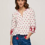 žene bijela izvezena pamučna bluza dobby Pepe Jeans JZ8H345
