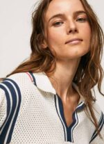 žene bijela krep dres u polo stilu Pepe Jeans JZ8H250 - Slika 3