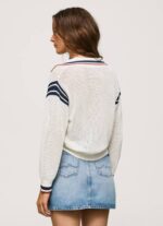 žene bijela krep dres u polo stilu Pepe Jeans JZ8H250 - Slika 4