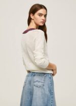 žene bijela krep žersej s v-izrezom Pepe Jeans JZ8H228 - Slika 4