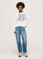 žene bijela majica dugih rukava s maxi logom Pepe Jeans JZ8H389 - Slika 2
