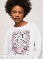 žene bijela majica dugih rukava s maxi logom Pepe Jeans JZ8H389 - Slika 3