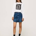 žene bijela majica dugih rukava s printom Pepe Jeans JZ8H428