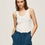 žene bijela majica kratkih rukava s volanima Pepe Jeans JZ8H390