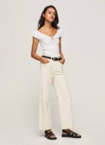 žene bijela majica s izrezom od srca Pepe Jeans JZ8H462 - Slika 2