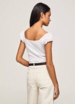 žene bijela majica s izrezom od srca Pepe Jeans JZ8H462 - Slika 4