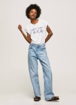 žene bijela majica s izvezenim logom Pepe Jeans JZ8H433 - Slika 2
