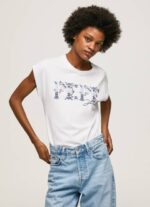 žene bijela majica s izvezenim logom Pepe Jeans JZ8H433