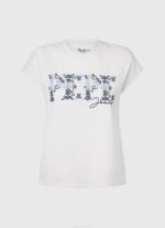 žene bijela majica s izvezenim logom Pepe Jeans JZ8H433 - Slika 5