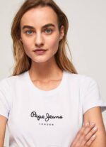 žene bijela majica s osnovnim logom Pepe Jeans JZ8H416 - Slika 3