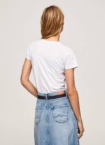 žene bijela majica s osnovnim logom Pepe Jeans JZ8H416 - Slika 4