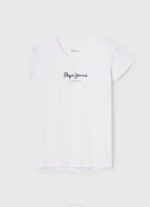 žene bijela majica s osnovnim logom Pepe Jeans JZ8H416 - Slika 5