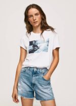 žene bijela majica s printom fotografija Pepe Jeans JZ8H429