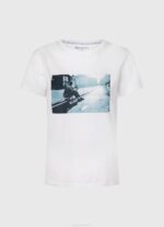 žene bijela majica s printom fotografija Pepe Jeans JZ8H429 - Slika 5