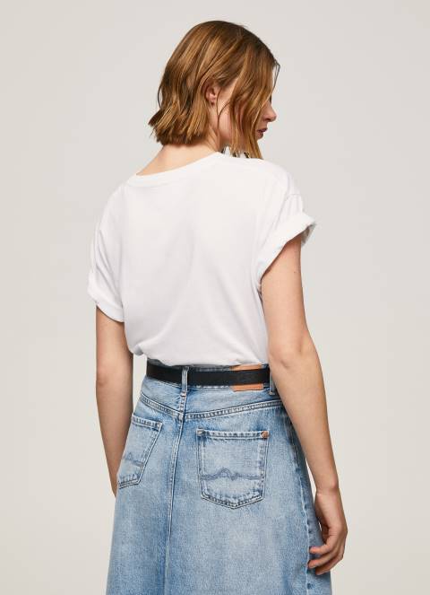 žene bijela majica s printom ljubavnog logotipa Pepe Jeans JZ8H396 - Slika 4
