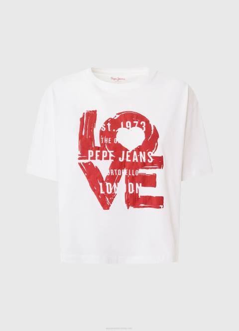 žene bijela majica s printom ljubavnog logotipa Pepe Jeans JZ8H396 - Slika 5
