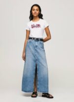žene bijela majica s printom logotipa od likre Pepe Jeans JZ8H385 - Slika 2