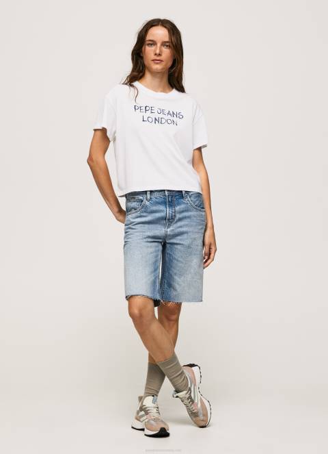 žene bijela majica s printom logotipa Pepe Jeans JZ8H378 - Slika 2
