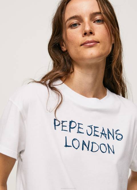 žene bijela majica s printom logotipa Pepe Jeans JZ8H378 - Slika 3