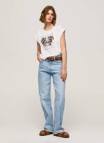 žene bijela majica s printom logotipa Pepe Jeans JZ8H445 - Slika 3