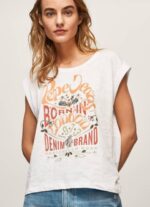 žene bijela majica s printom logotipa Pepe Jeans JZ8H463 - Slika 3