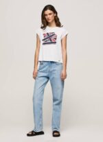 žene bijela majica s printom union jack Pepe Jeans JZ8H415 - Slika 2
