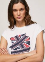 žene bijela majica s printom union jack Pepe Jeans JZ8H415 - Slika 3