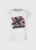 žene bijela majica s printom union jack Pepe Jeans JZ8H415 - Slika 5