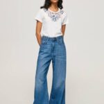 žene bijela majica s vezanim ovratnikom Pepe Jeans JZ8H449