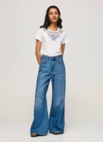 žene bijela majica s vezanim ovratnikom Pepe Jeans JZ8H449