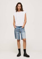 žene bijela mramorirana majica s rukavima s otvorom za ruke Pepe Jeans JZ8H409 - Slika 2