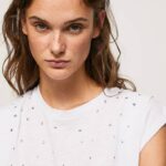 žene bijela mramorirana majica s rukavima s otvorom za ruke Pepe Jeans JZ8H409
