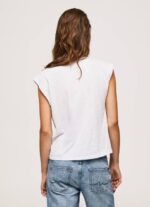 žene bijela mramorirana majica s rukavima s otvorom za ruke Pepe Jeans JZ8H409 - Slika 4