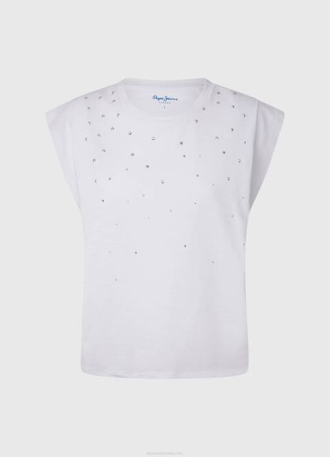 žene bijela mramorirana majica s rukavima s otvorom za ruke Pepe Jeans JZ8H409 - Slika 5