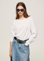 žene bijela opušteni dres s brodskim izrezom Pepe Jeans JZ8H256 - Slika 2