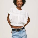 žene bijela pamučna bluza s otvorenim detaljima Pepe Jeans JZ8H344