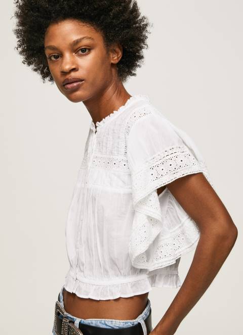 žene bijela pamučna bluza s otvorenim detaljima Pepe Jeans JZ8H344 - Slika 3