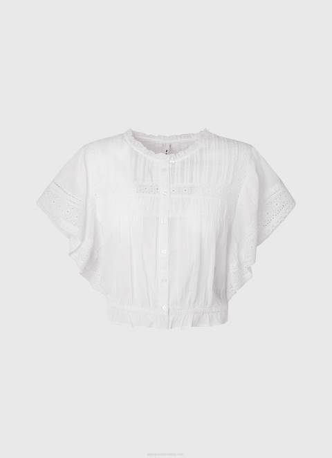 žene bijela pamučna bluza s otvorenim detaljima Pepe Jeans JZ8H344 - Slika 5