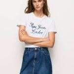 žene bijela pamučna majica s otisnutim logotipom Pepe Jeans JZ8H411