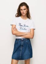žene bijela pamučna majica s otisnutim logotipom Pepe Jeans JZ8H411