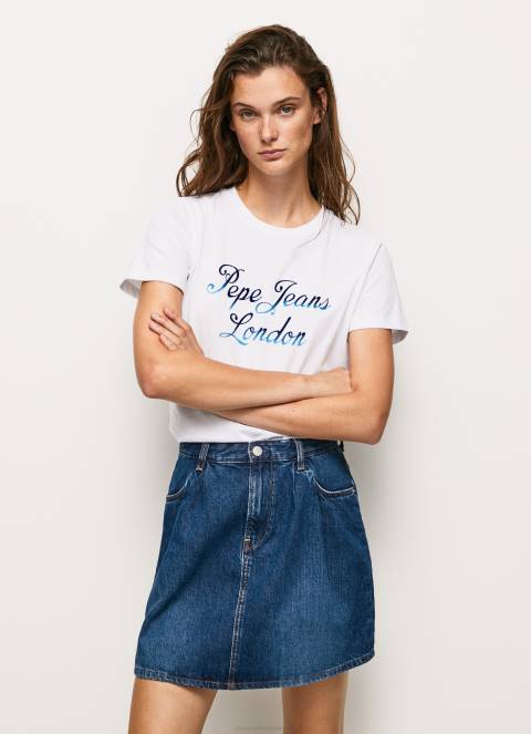 žene bijela pamučna majica s otisnutim logotipom Pepe Jeans JZ8H411 - Slika 1