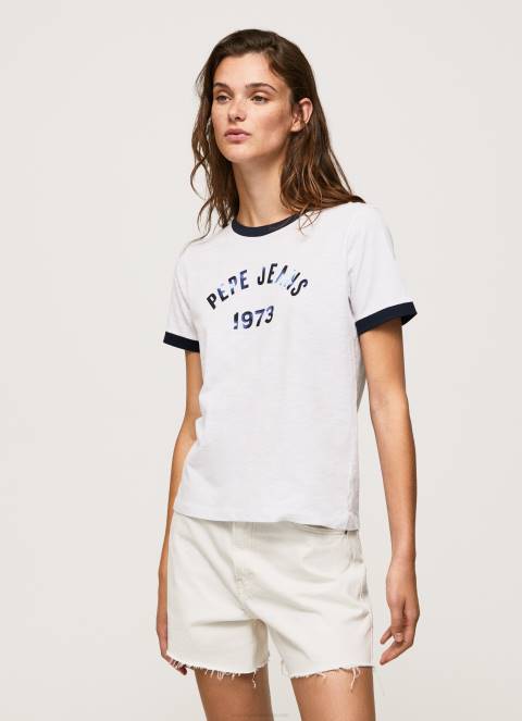žene bijela pamučna majica s otisnutim logotipom Pepe Jeans JZ8H424 - Slika 2