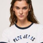 žene bijela pamučna majica s otisnutim logotipom Pepe Jeans JZ8H424