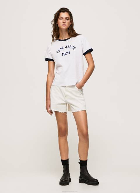 žene bijela pamučna majica s otisnutim logotipom Pepe Jeans JZ8H424 - Slika 3
