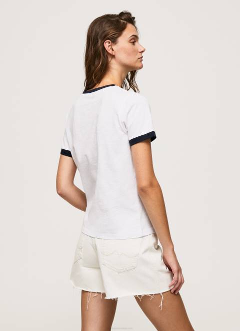 žene bijela pamučna majica s otisnutim logotipom Pepe Jeans JZ8H424 - Slika 4