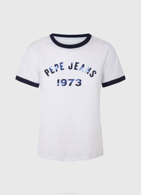 žene bijela pamučna majica s otisnutim logotipom Pepe Jeans JZ8H424 - Slika 5